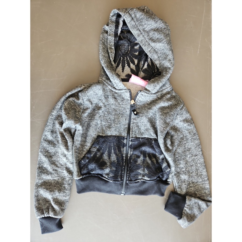 Cutie Patootie Hoodie Girls 4/5 XXS Black Excellent Lace Full Zip Sweatshirt